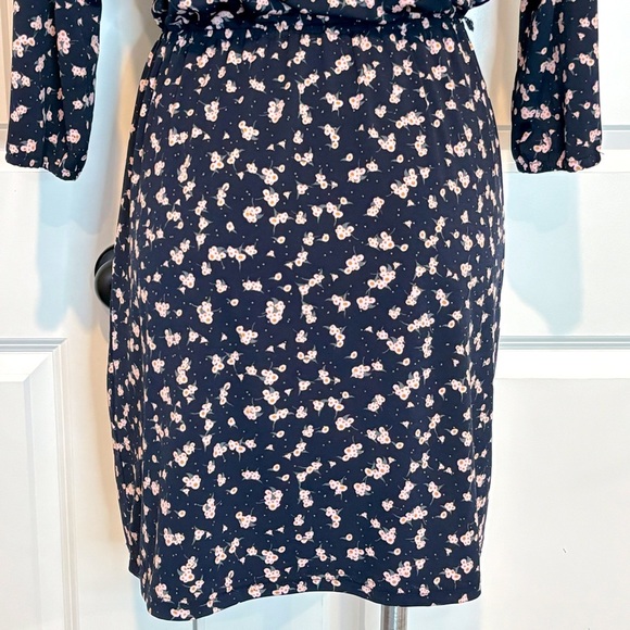 Collective Concepts Navy Pink Floral Long Sleeve Faux Wrap Jersey Dress S Petite - Picture 9 of 11